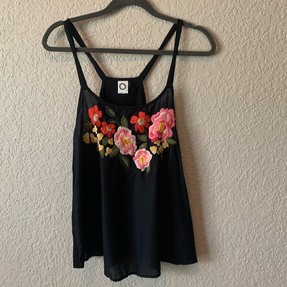 Anthropologie embroidered floral tank